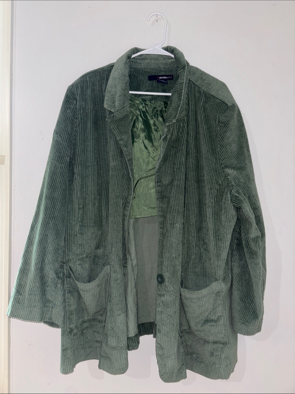 Denim 24/7 Olive Green Corduroy Shirt Jacket